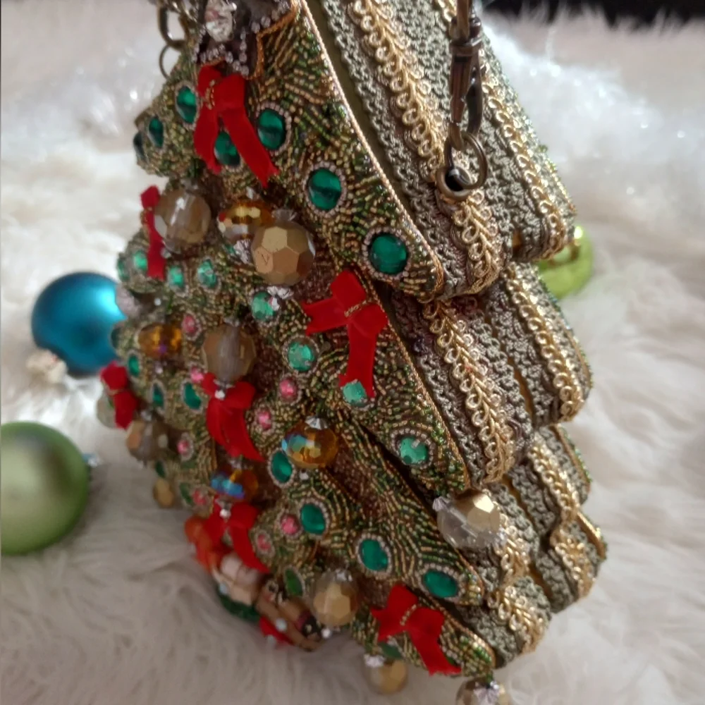 Mary Frances Will All the Trimmings Beaded Christmas Tree Holiday Vintage Bag - Picture 15 of 16